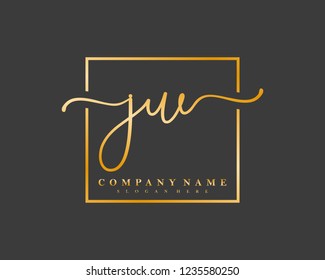 JW Initial handwriting square minimalist logo vector