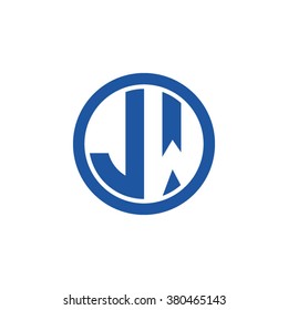 JW initial letters circle business logo blue
