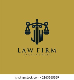 JW initial monogram for lawfirm logo with sword and scale