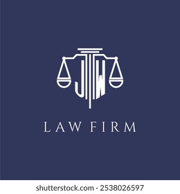 Monograma inicial de JW para el logotipo del bufete de abogados con Imagen de Vector de escalas