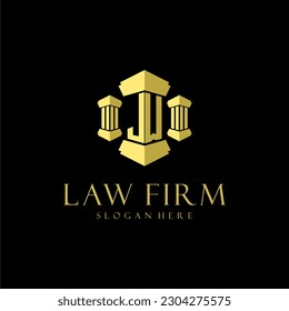 Logotipo de monograma inicial JW para la firma de abogados con diseño de hitos