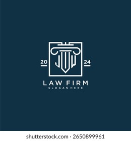 JW initial monogram logo for lawfirm with pillar design in creative square