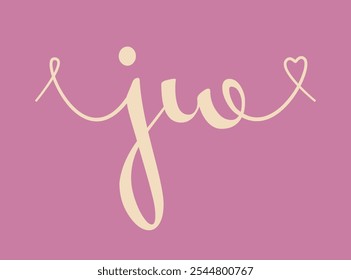 JW initial wedding monogram calligraphy vector illustration. Hand drawn lettering j and w love logo design for valentines day poster, greeting card, photo album, banner print or tattoo.