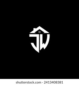 JW initials premium shield logo monogram with home designs modern templates