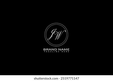 Diseño creativo del logotipo de la letra de JW. Diseño único de JW. Diseño del logotipo de la letra de JW sobre fondo negro.