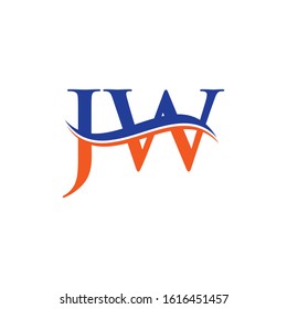 JW letter Type Logo Design Blue, Orange With White Background. Initial JW logo Design