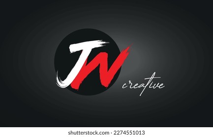 JW Letters Brush Paint Logo icon, Elegant Vector Design