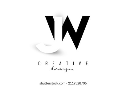 Letras JW Logotipo con diseño de espacio negativo. Ilustración vectorial con tipografía geométrica. Icono creativo con letras.
