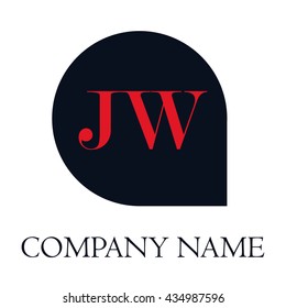 JW Letters red , Abstract black background logo, Design identity in shape, Alphabet letter
