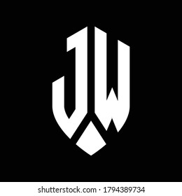 monograma del logotipo de jw con plantilla de diseño de estilo de escudo de emblema