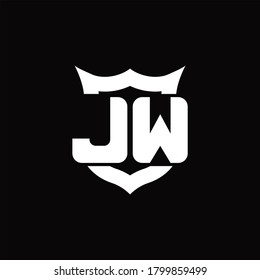 JW Logo-Monogramm mit Schild um die Kronform-Design-Vorlage