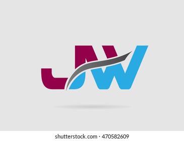 JW Logo. Vector Graphic Branding Letter Element
