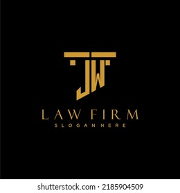Logotipo inicial del monograma JW para la firma de abogados con diseño de hitos