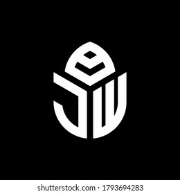 Logo de monograma JW con forma de ciprés plantilla de diseño de estilo de lujo