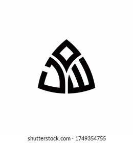 Logotipo de monograma JW con plantilla de diseño de estilo triangular moderno aislado en fondo blanco