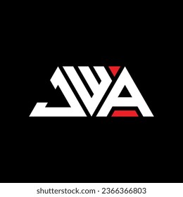 JWA triangle letter logo design with triangle shape. JWA triangle logo design monogram. JWA triangle vector logo template with red color. JWA triangular logo Simple, Elegant, and Luxurious design.