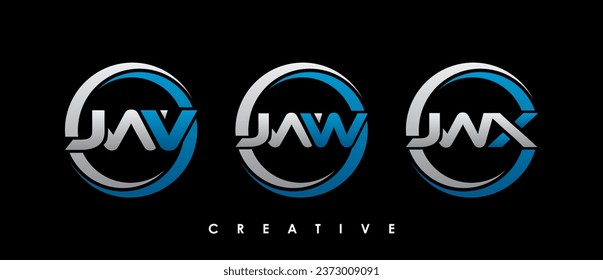 JWV, JWW, Ilustración de vectores de plantillas de diseño de logotipo inicial de la carta JWX
