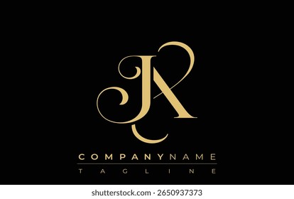 JX Abstract Creative Jewelry Logo. A stylish logo featuring golden monogram initials in an elegant and modern typography, perfect for branding