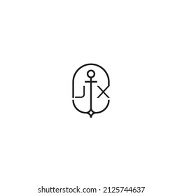 JX creative letter logo design in anchor concept with high quality professional design that will print well across any print media