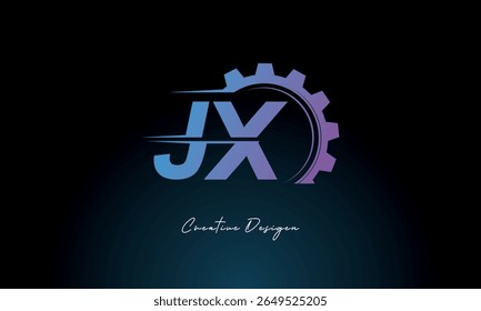 JX Gear Fusion Logo – Industrial Tech-Inspired Letter mark Futuristic Industrial Letter Mark Design for Technology and Engineering Brands.