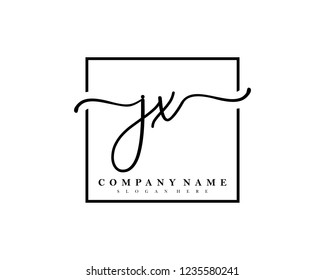 JX Initial handwriting square minimalist logo vector