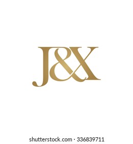 J&X Initial logo. Ampersand monogram golden logo