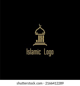 JX initial monogram for islamic logo with mosque icon design