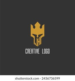 JX initial monogram logo for gaming with creative king spartan image design