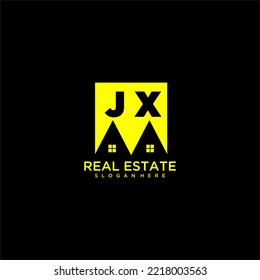 JX initial monogram logo real estate in square style design