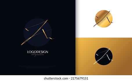 JX Initial Signature Logo Design with Elegant and Minimalist Gold Handwriting Style. Initial J and X Logo Design for Wedding, Fashion, Jewelry, Boutique and Business Brand Identity