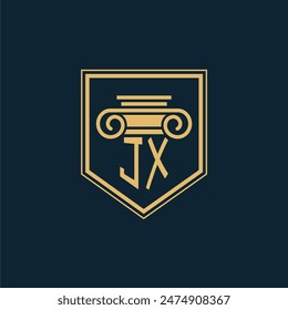 JX Initials Law Firm Logo Lawyer logo with creative law element
