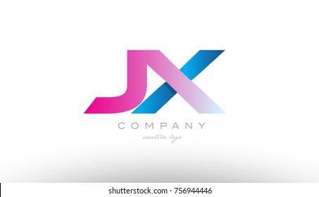 jx j x design of alphabet letter combination with pink and blue color suitable as a logo for a company or business