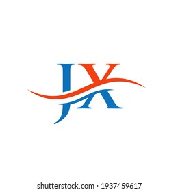 JX letter logo design. Premium Letter JX Logo Design with water wave concept