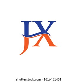 JX letter Type Logo Design Blue, Orange With White Background. Initial JX logo Design