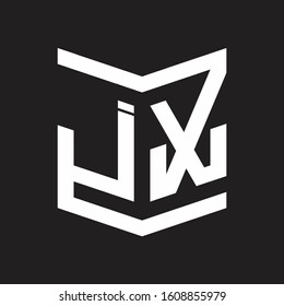JX Logo Emblem Monogram With Shield Style Design Template Isolated On Black Background