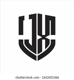 JX Logo monogram with emblem shield shape design isolated on white background