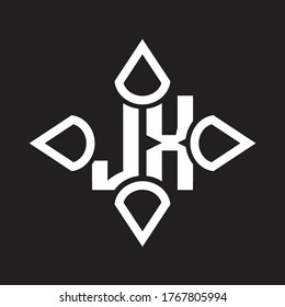 JX Logo monogram with four cone rounded by the shape design template