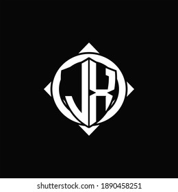 JX Logo monogram isolated circle rounded with compass shape on black background
