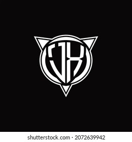 JX Logo monogram isolated with circle shape and three arrow design template