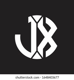 JX Logo monogram with piece circle ribbon style