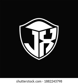 JX Logo monogram shield shape with outline rounded design template on black background