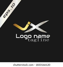 JX logo. Typography illustration of the letter "JX" isolated on black background. vector