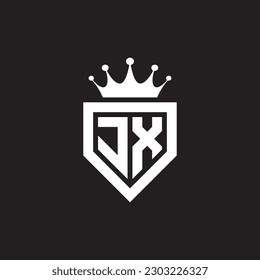 Símbolo de monograma del logotipo JX o XJ con diseño de forma de corona vector