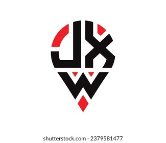 Diseño del logotipo de la forma de ubicación de la letra JXW. Diseño sencillo del logotipo de ubicación de letras JXW.