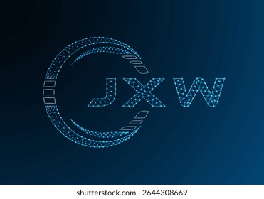 JXW low poly letter logo vector design. JXW lower poly logo design. Low poly logo.