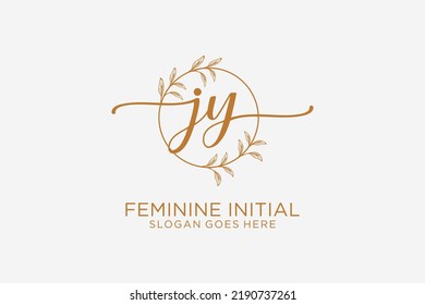 JY beauty monogram and elegant logo design handwriting logo of initial signature, wedding, fashion, floral and botanical with creative template.