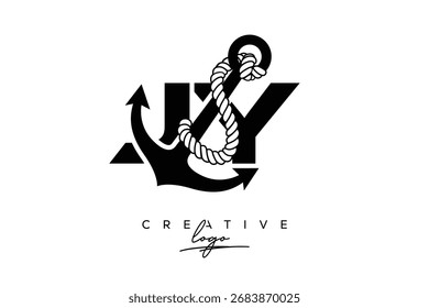 Logo creativo de JY Monogram Latter con diseño de ancla y cuerda