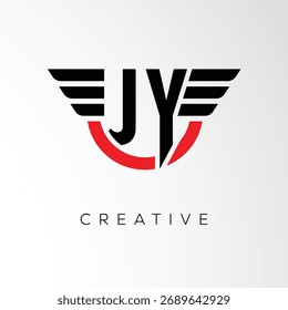 JY Creative Wings Letter Logo with Modern Shield - Powerful Business and Branding Symbol	
