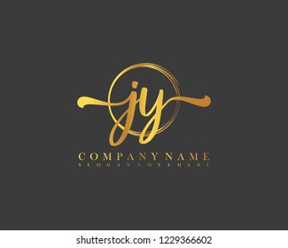 JY initial handwriting logo circle template vector