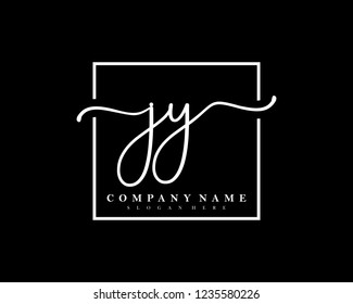 JY Initial handwriting square minimalist logo vector